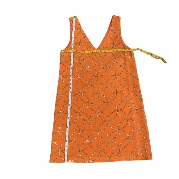 Trina Turk Sally Silk Embellished Mini Dress Size 8 Orange Gold Cocktail - Picture 11 of 12